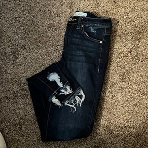 Kancan High-rise skinny jeans with distressed hem